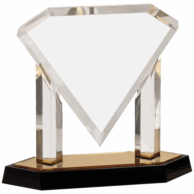 9 1/2" Gold Floating Diamond Acrylic