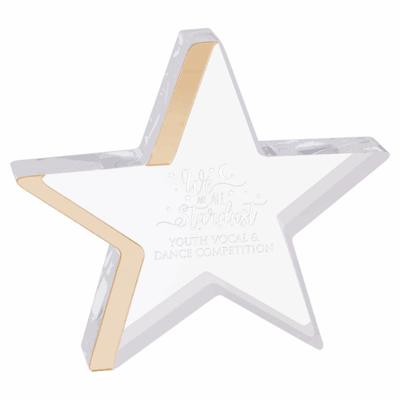 6 3/4" x 6" Star Acrylic with Gold Edge