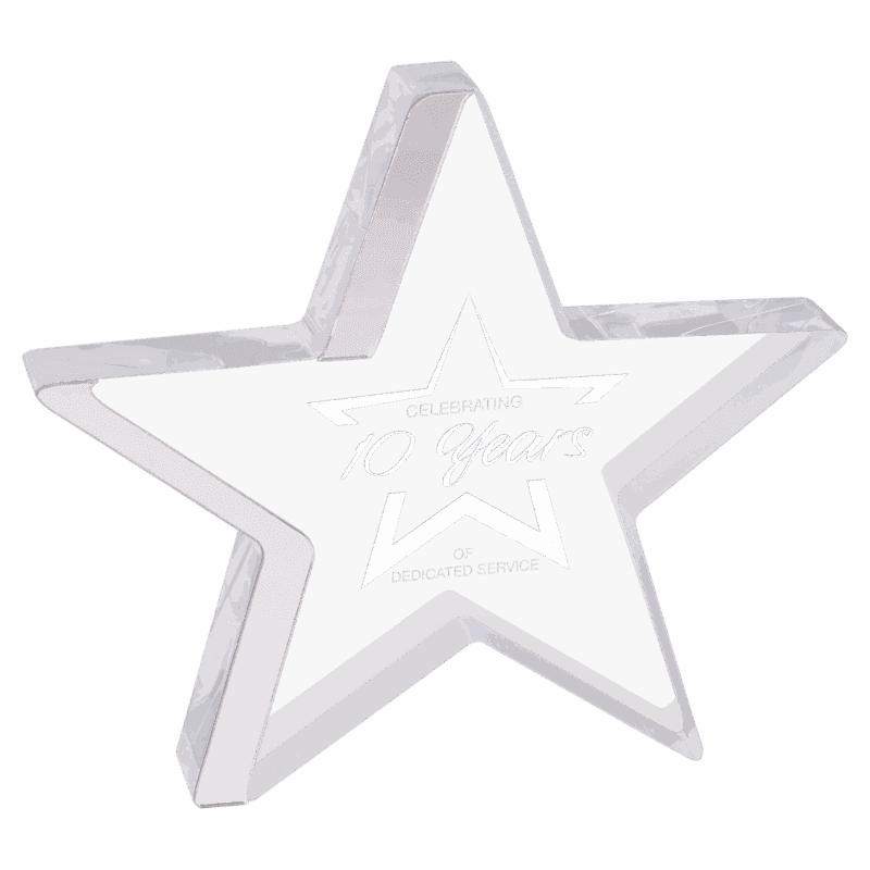 6 3/4" x 6" Star Acrylic with Silver Edge