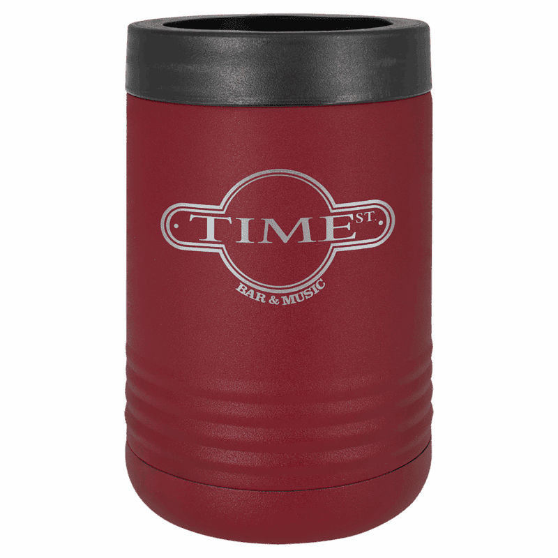 Can Cooler/Beverage Holder in Maroon - Laser Engraved