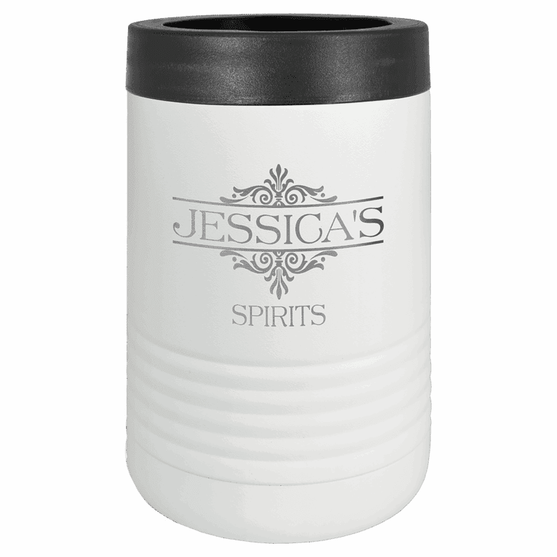 Can Cooler/Beverage Holder in White - Laser Engraved